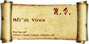 Módi Vince névjegykártya